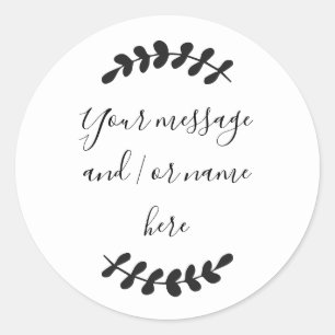 Adesivo Folhas de Louro Personalizadas Preto e Branco