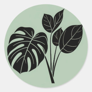 Adesivo Folhas de Monstera Minimalista Tropical Sage