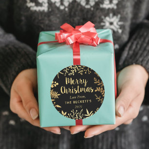 Adesivo Folhas de Natal em Folha de Ouro Moderna