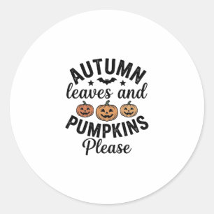 Adesivo Folhas de Outono Abóboras Por Favor Halloween Vint