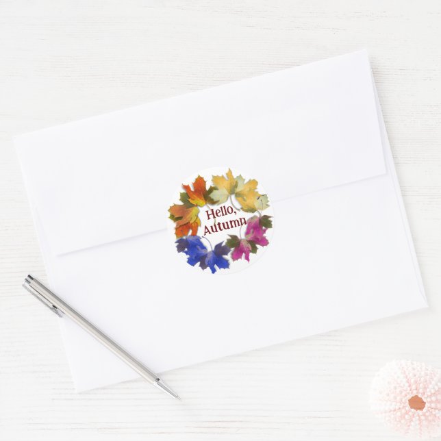 Adesivo Folhas De Outono De Laranja E Ouro (Envelope)