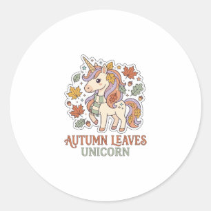 Adesivo Folhas de Outono Unicórnio Design Gráfico Merch Un