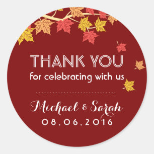 Adesivo Folhas de outono vermelhas caem. Obrigado, Sticker