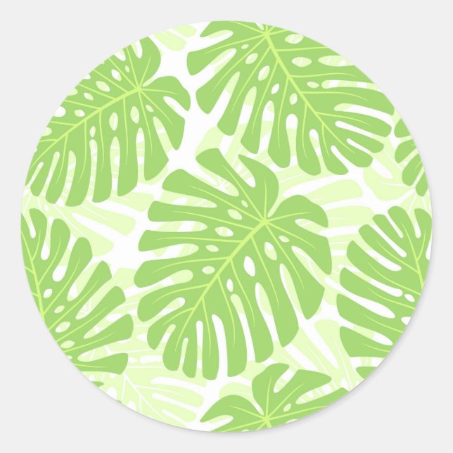 Adesivo Folhas De Plantas Tropicais - Padrão De Monstera (Frente)