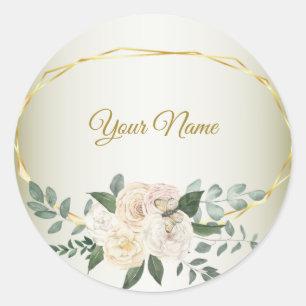 Adesivo Folhas de Verdura de Casamento Floral Rosa Geométr
