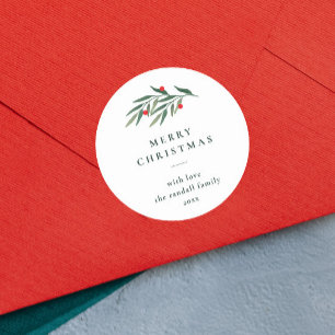 Adesivo Folhas de Verdura de Natal Tipografia Minimalista 