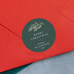 Adesivo Folhas de Verdura de Natal Tipografia Minimalista 