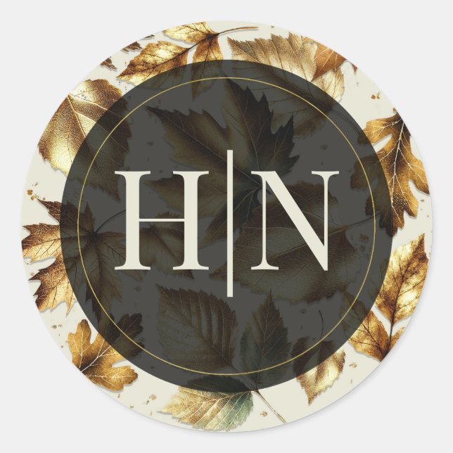 Adesivo Folhas Douradas Bege Creme Amendoado Preto Casamen (Frente)