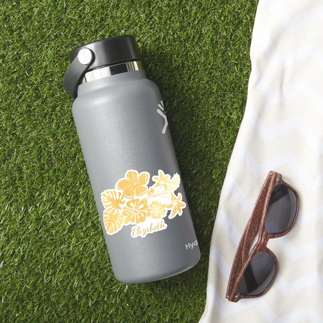 Adesivo Folhas Douradas Tropicais Personalizadas (HydroFlask Insitu)