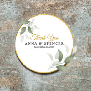 Adesivo Folhas Elegantes e Círculo Dourado Obrigado Casame