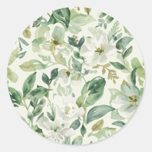 Adesivo Folhas Florais de Aquarela Verde Botânica Natureza