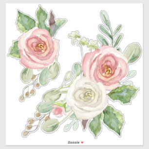 Adesivo Folhas florais de w da peônia cor-de-rosa bonito