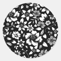 Folhas Florais Modernas Preto Branco Sopro