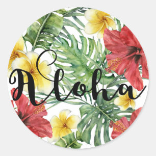 Adesivo Folhas & flores botânicas tropicais florais Aloha