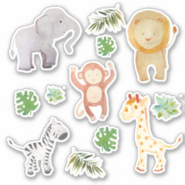 Adesivo Folhas tropicais de animais selvagens Safari