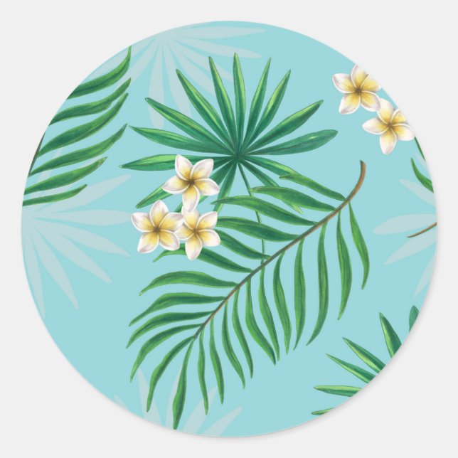 Adesivo Folhas tropicais e flores (Frente)