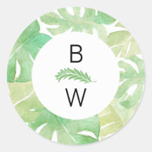 Folhas tropicais em aquarela