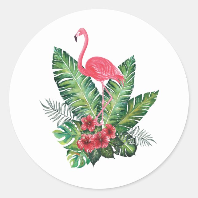 Adesivo Folhas tropicais Flamingo (Frente)