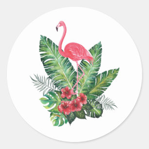 Adesivo Folhas tropicais Flamingo