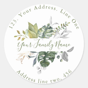 Adesivo Folhas verdes bonito Retornar Endereço Envelope Se