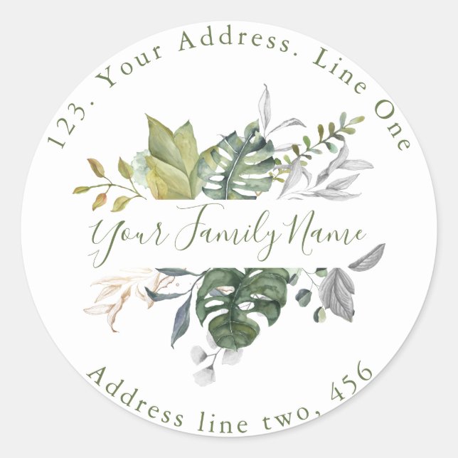 Adesivo Folhas verdes bonito Retornar Endereço Envelope Se (Frente)