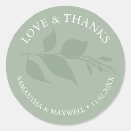 Adesivo Folhas Verdes Simples E Dusty Obrigado Casamento