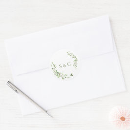 Adesivo Folhas verdes Wreath Monograma Casamento