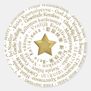 Adesivo Folheto de Línguas Diferentes do Feliz Natal