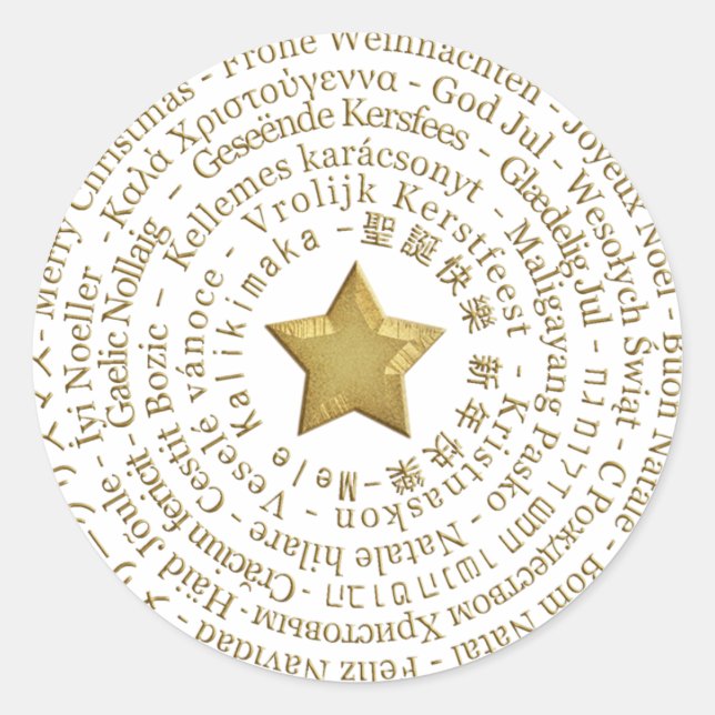 Adesivo Folheto de Línguas Diferentes do Feliz Natal (Frente)
