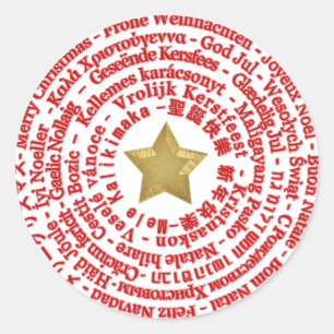 Adesivo Folheto de Línguas Diferentes do Feliz Natal