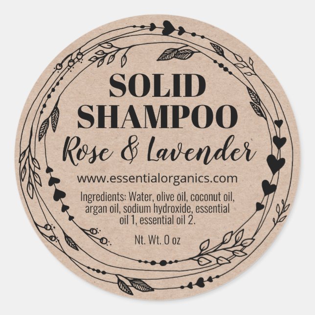 Adesivo Folheto Natural Bar de Shampoo Sólido Feito À Mão (Frente)