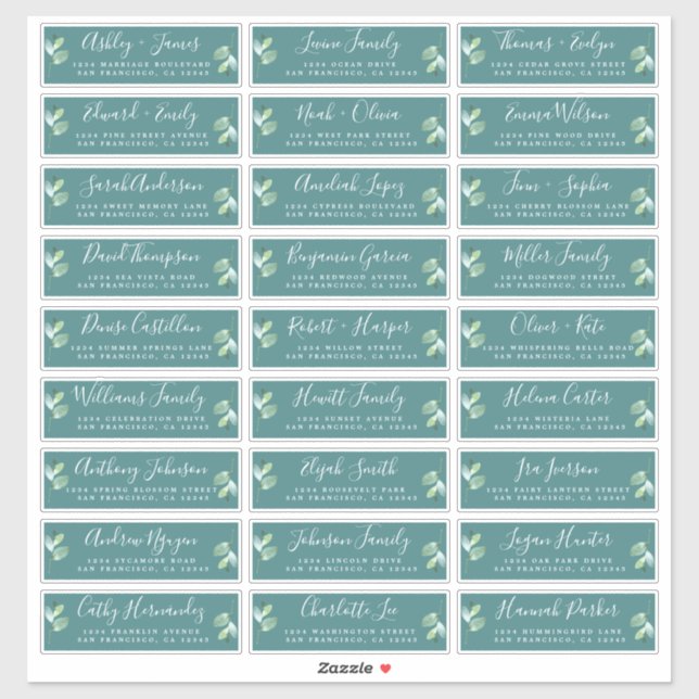 Adesivo Foliage Green Wedding Guest Labels (Folha)
