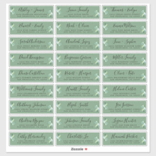 Adesivo Foliage Green Wedding Guest Labels