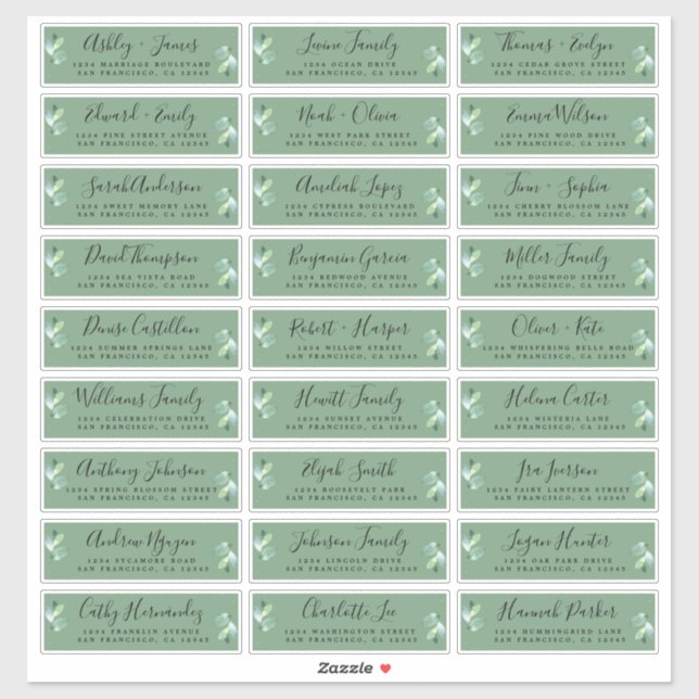 Adesivo Foliage Green Wedding Guest Labels (Folha)
