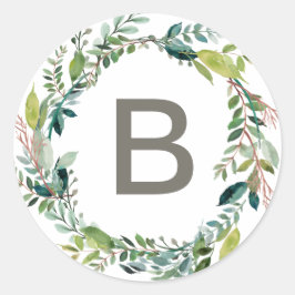 Adesivo Foliage Wreath Monograma Envelope de Casamento