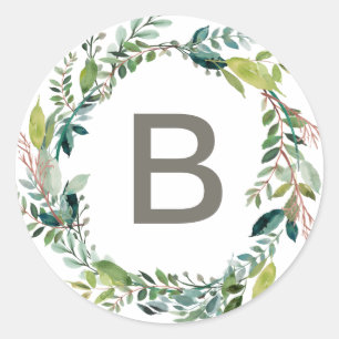 Adesivo Foliage Wreath Monograma Envelope de Casamento