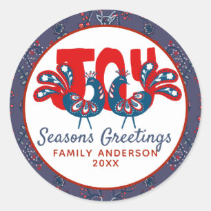 Adesivo Folk Art Christmas — Pássaro Vermelho Escandina