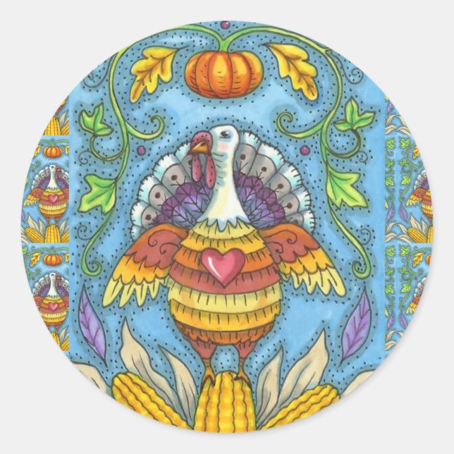 ADESIVO FOLK ART TURKEY, CORES DE AGRADECIMENTO SAZONAL (Frente)