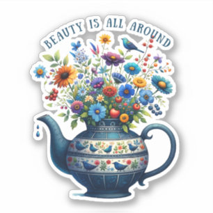 Adesivo Folk Art Vase Flores Beleza Por Toda Parte