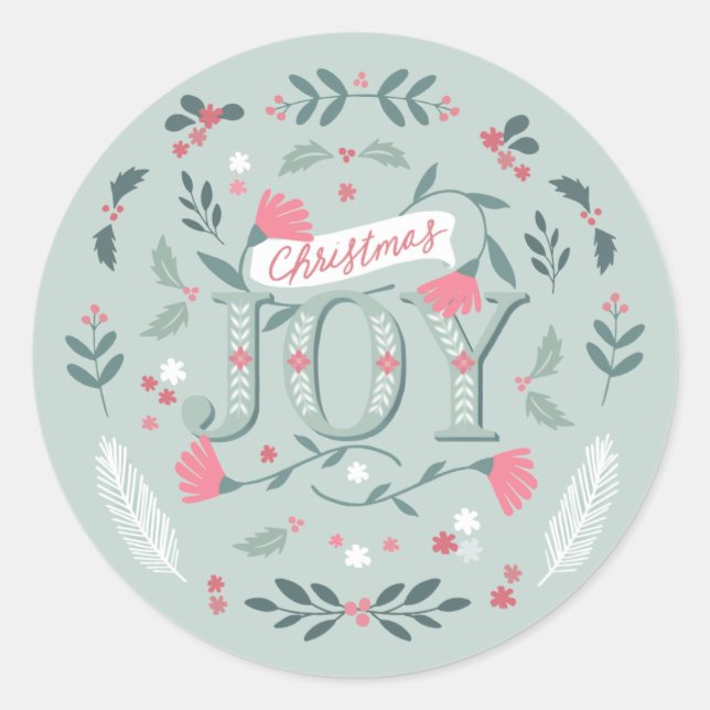 Adesivo Folksy Christmas Joy Floral & Berries (Frente)
