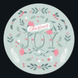 Adesivo Folksy Christmas Joy Floral & Berries<br><div class="desc">Design de alegria ilustrada</div>