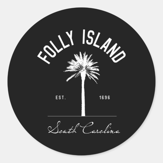 Adesivo Folly Beach Sc Park Palm Tree Folly Island (Frente)