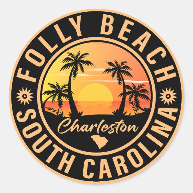 Adesivo Folly Beach South Carolina Retro Souvenirs (Frente)