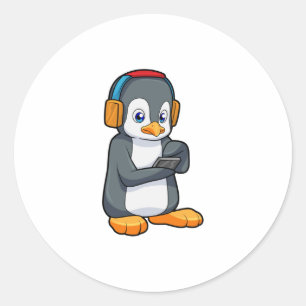 Adesivo Fone de ouvido para música pinguim