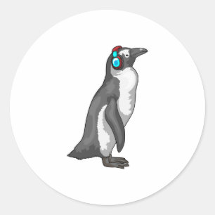 Adesivo Fone de ouvido para música pinguim