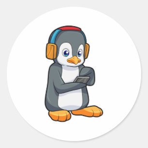 Adesivo Fone de ouvido para música pinguim
