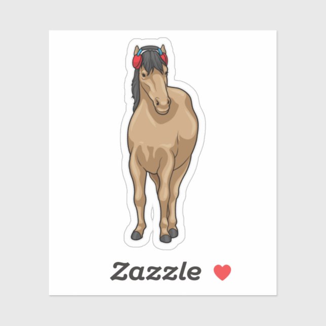 Adesivo Fone de ouvido sobre música equina (Folha)