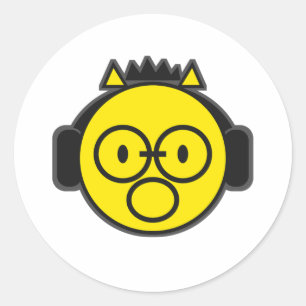 Adesivo Fones de Ouvido Cara Amarela Engraçada