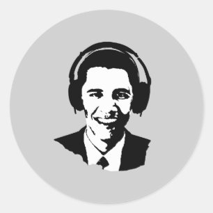 Adesivo Fones de ouvido de Barack Obama