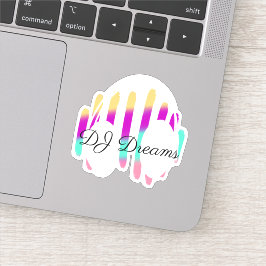 Adesivo Fones de ouvido DJ Ondas de som Música Nome person